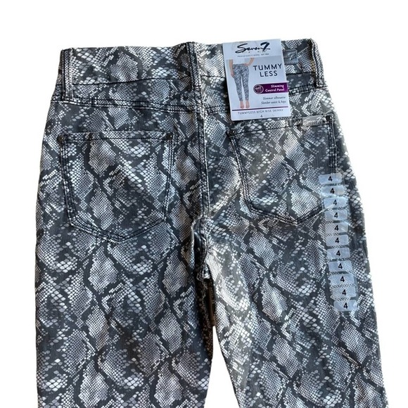 Seven7 Tummyless High Rise Skinny Jean Jegging Gray Neutral Snake Size 4 Stretch - Picture 6 of 8